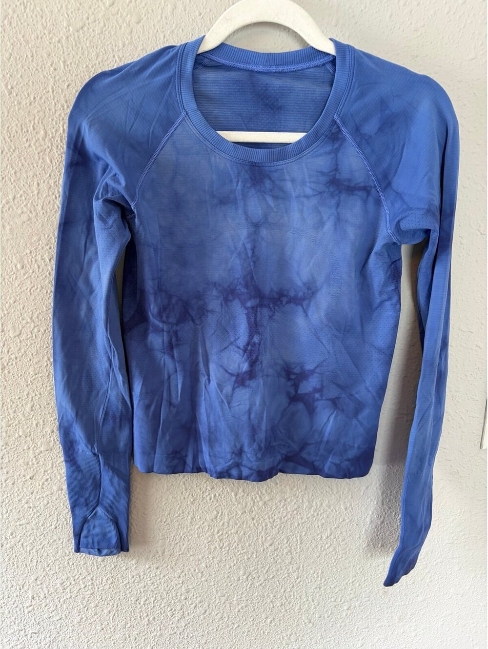 Lululemon Swiftly Tech Long Sleeve Shirt 2.0 Race Length Marble Dye Psychic Blue